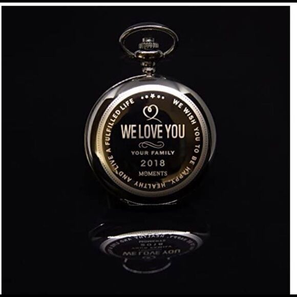 ?Unisex Pocket Watch with chain Engraved